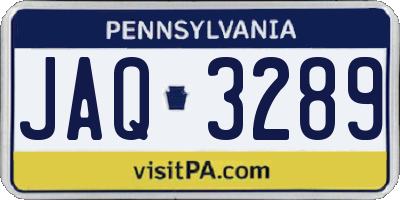 PA license plate JAQ3289