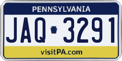 PA license plate JAQ3291