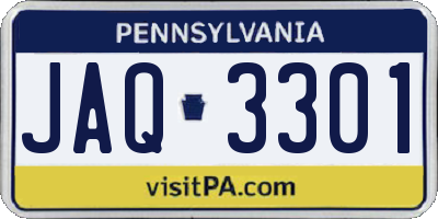 PA license plate JAQ3301