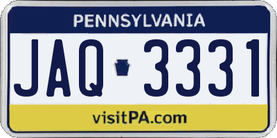 PA license plate JAQ3331