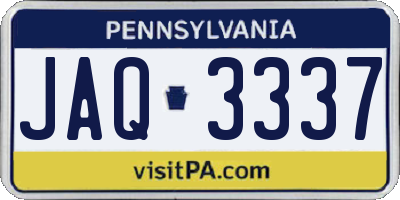 PA license plate JAQ3337