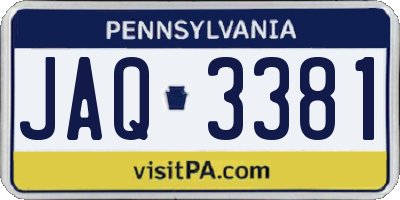 PA license plate JAQ3381