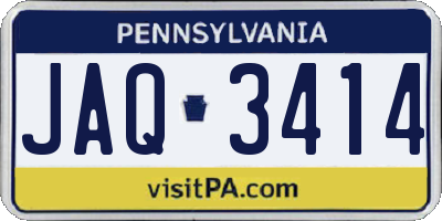 PA license plate JAQ3414