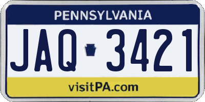 PA license plate JAQ3421