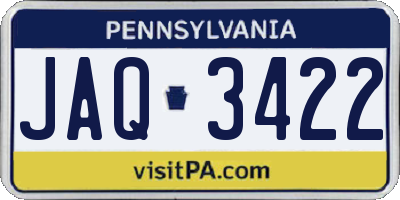 PA license plate JAQ3422