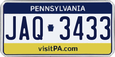 PA license plate JAQ3433