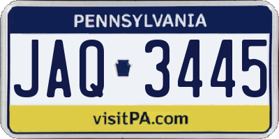 PA license plate JAQ3445