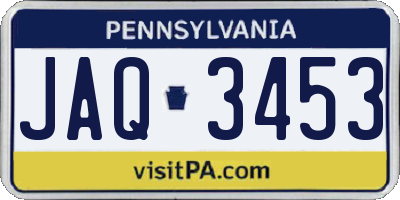 PA license plate JAQ3453