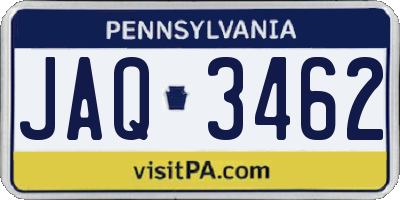 PA license plate JAQ3462