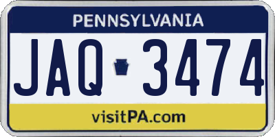 PA license plate JAQ3474