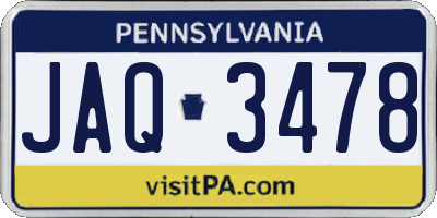PA license plate JAQ3478