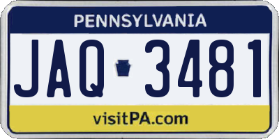 PA license plate JAQ3481