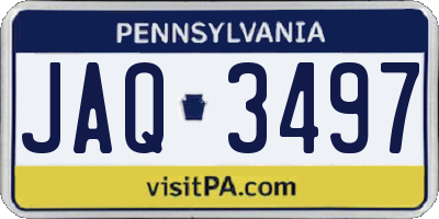 PA license plate JAQ3497
