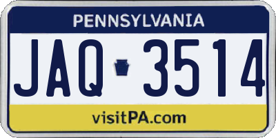 PA license plate JAQ3514
