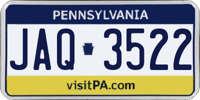 PA license plate JAQ3522