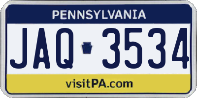 PA license plate JAQ3534