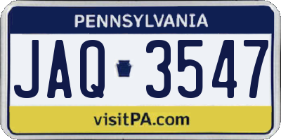 PA license plate JAQ3547