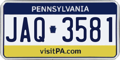 PA license plate JAQ3581