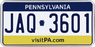 PA license plate JAQ3601