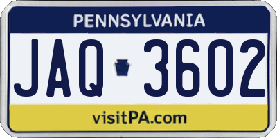 PA license plate JAQ3602
