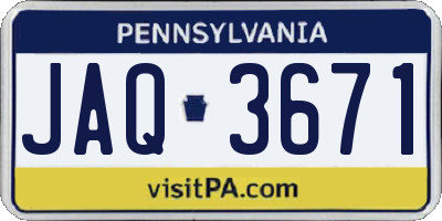 PA license plate JAQ3671