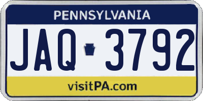 PA license plate JAQ3792