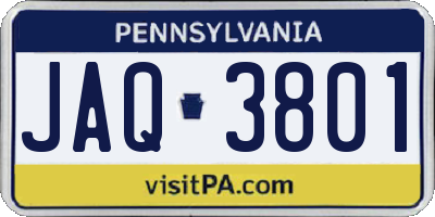 PA license plate JAQ3801