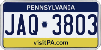 PA license plate JAQ3803