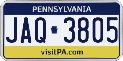 PA license plate JAQ3805