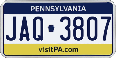 PA license plate JAQ3807
