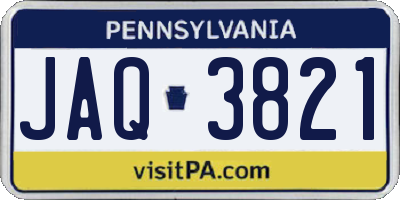 PA license plate JAQ3821