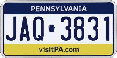 PA license plate JAQ3831