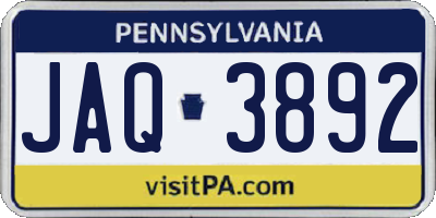 PA license plate JAQ3892