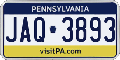 PA license plate JAQ3893