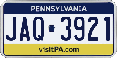 PA license plate JAQ3921