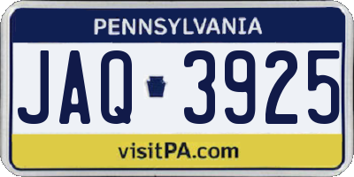 PA license plate JAQ3925