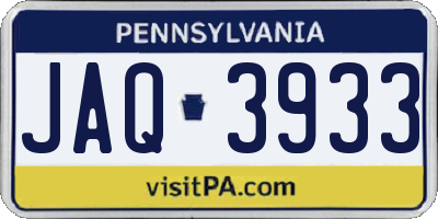 PA license plate JAQ3933