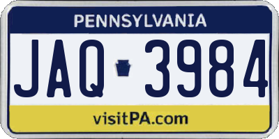 PA license plate JAQ3984