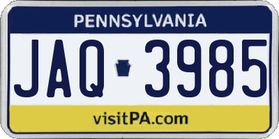 PA license plate JAQ3985