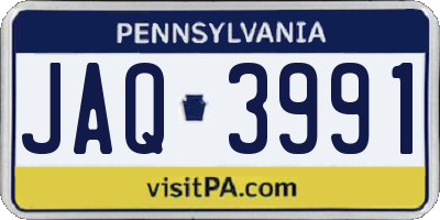 PA license plate JAQ3991