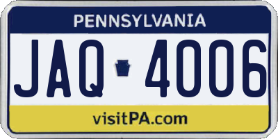 PA license plate JAQ4006