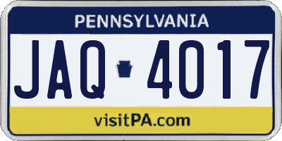 PA license plate JAQ4017