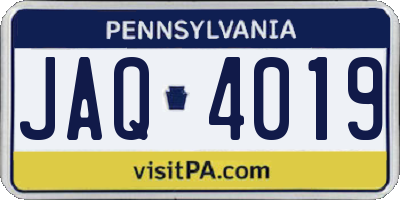 PA license plate JAQ4019