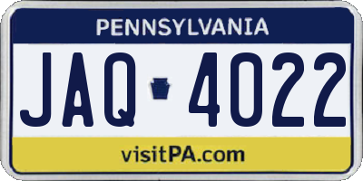 PA license plate JAQ4022