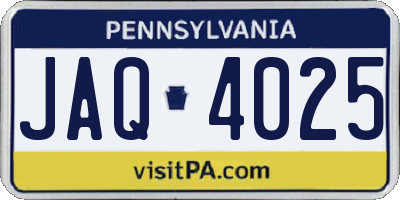 PA license plate JAQ4025