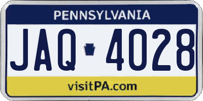 PA license plate JAQ4028