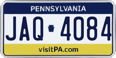 PA license plate JAQ4084