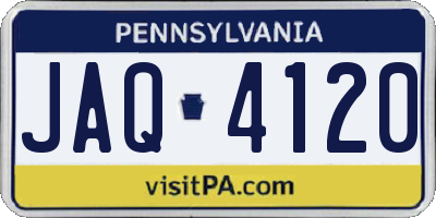 PA license plate JAQ4120