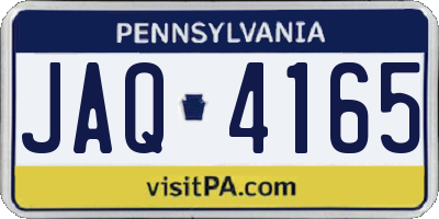 PA license plate JAQ4165