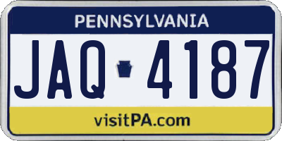 PA license plate JAQ4187